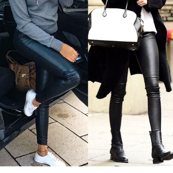 - - HIGH WAISTED PU LEATHER LEGGINGS - Picture 4 of 4